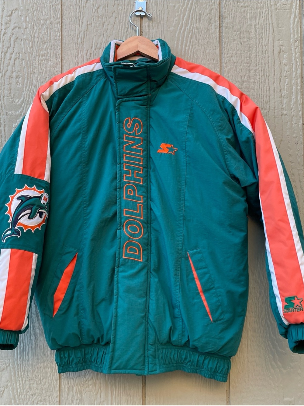 Miami Dolphins Starter Pro Line Jacket Coat Mens Small VTG *No Hoodie